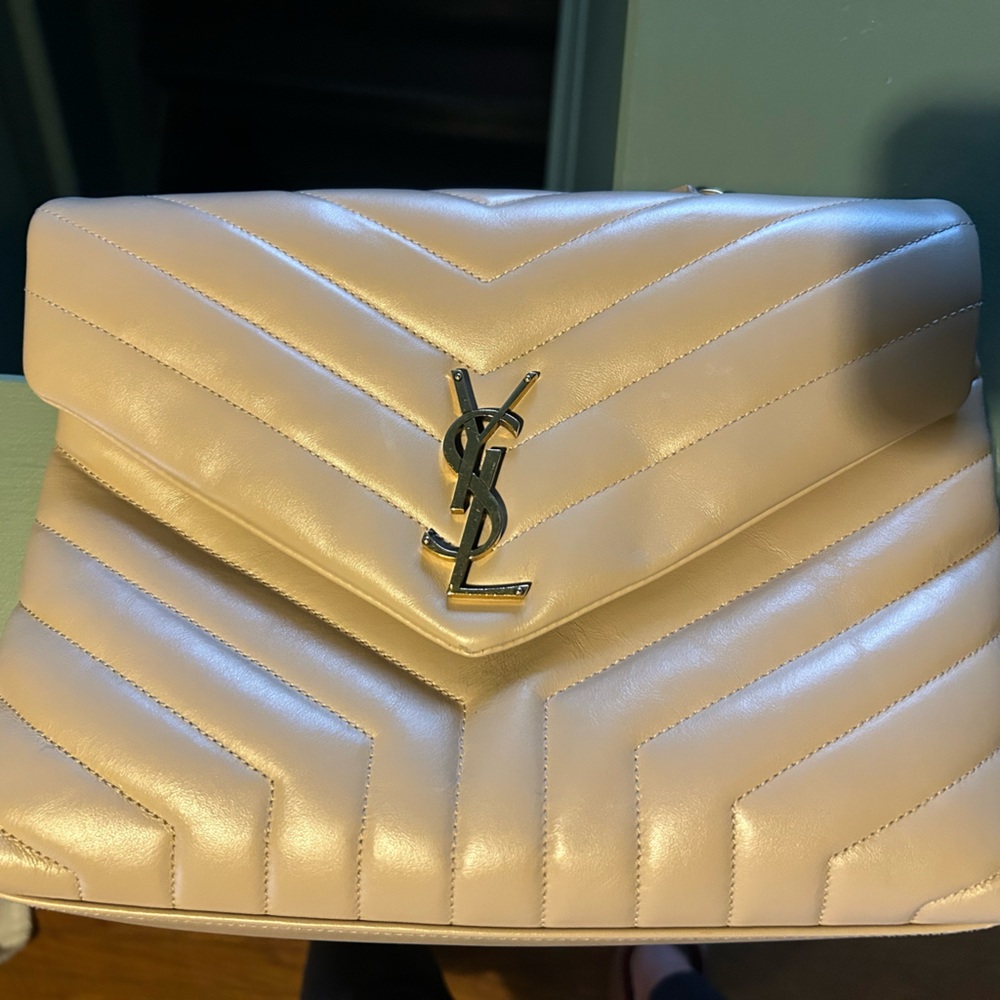Yves Saint Laurent Beige Quilted Shoulder Bag LouLou, medium